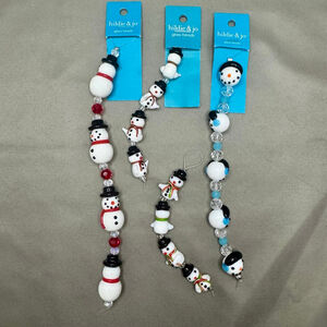 Hildie & Jo Christmas Beads Glass Snowman Holiday Craft Jewelry Making NEW